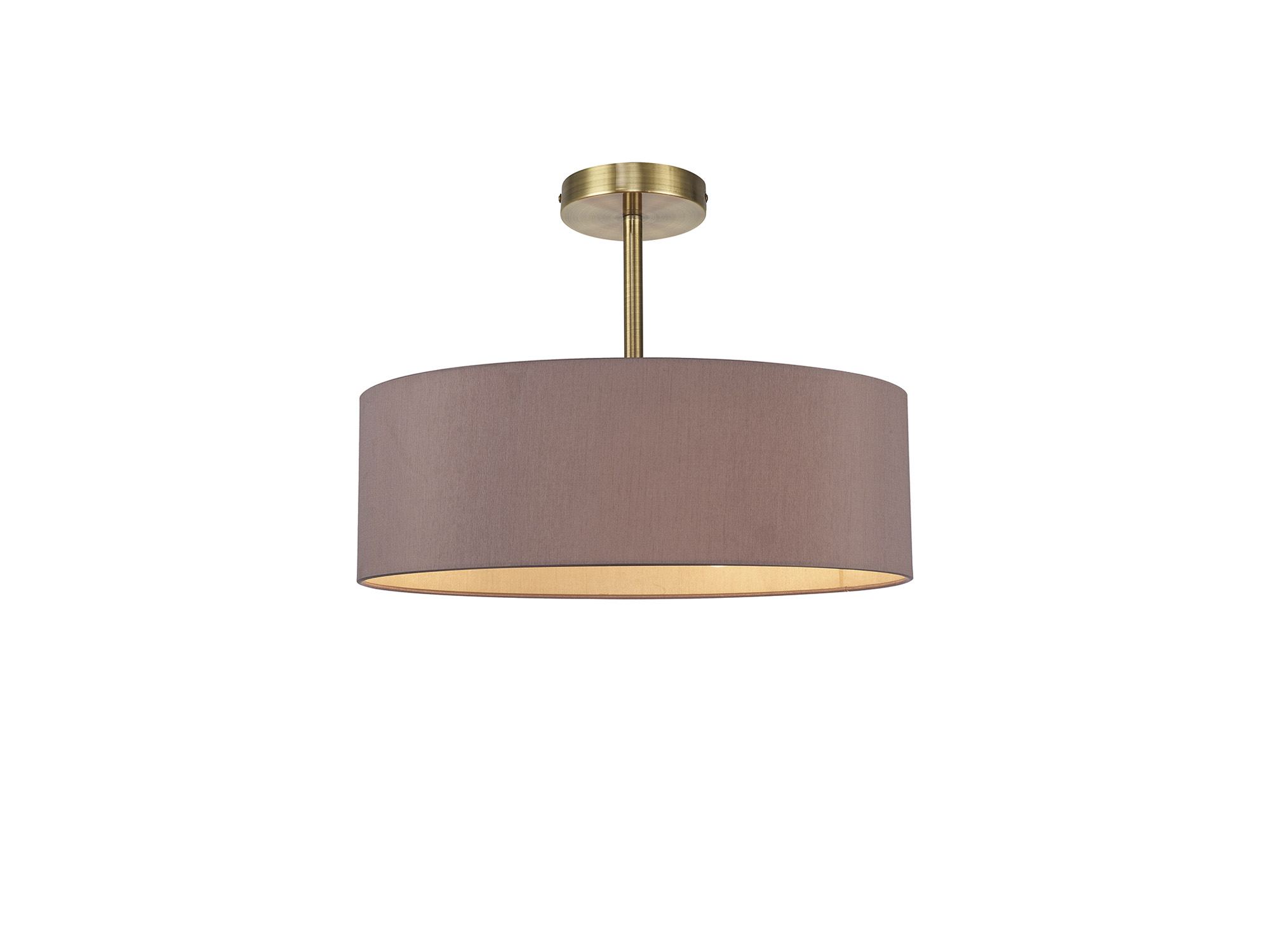 DK0742  Baymont 45cm Semi Flush 5 Light Antique Brass, Taupe/Halo Gold